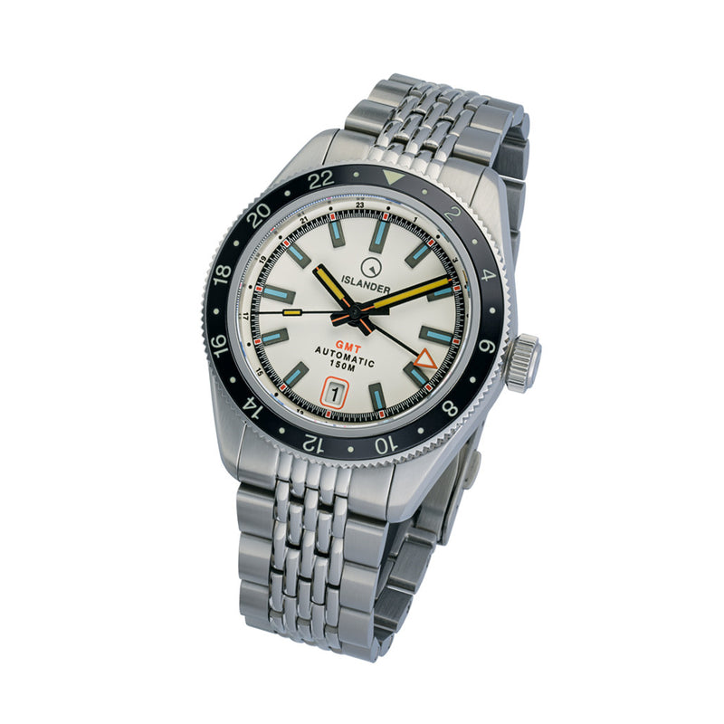 Islander Port Jefferson GMT Skin Diver Automatic Watch with White Dial #ISL-245