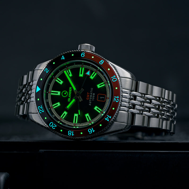 Islander Port Jefferson GMT Skin Diver Automatic Watch with Black Dial #ISL-246