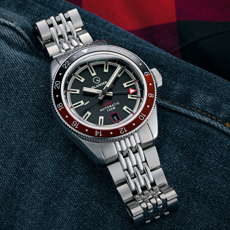 Islander Port Jefferson GMT Skin Diver Automatic Watch with Black Dial #ISL-246