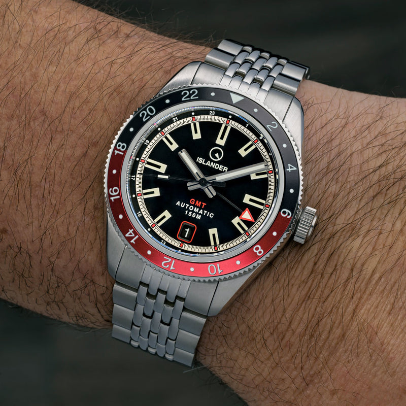 Islander Port Jefferson GMT Skin Diver Automatic Watch with Black Dial #ISL-246