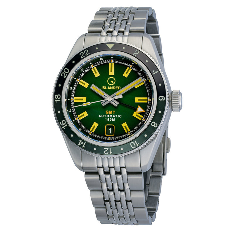Islander Port Jefferson GMT Skin Diver Automatic Watch with Green Dial #ISL-247
