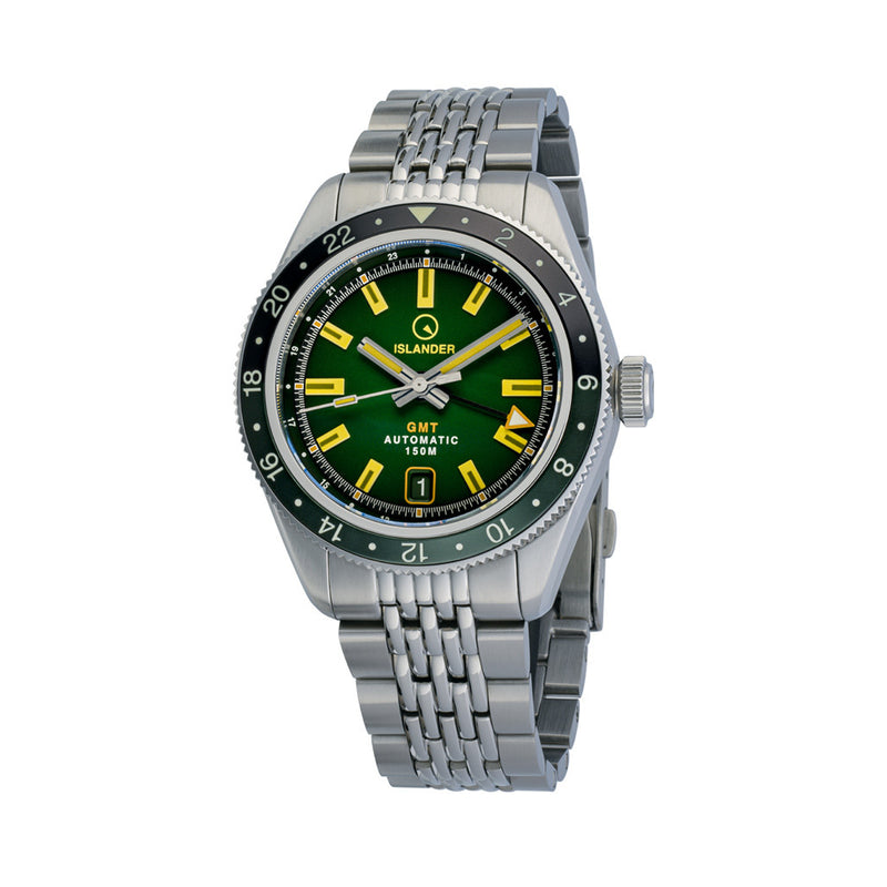Islander Port Jefferson GMT Skin Diver Automatic Watch with Green Dial #ISL-247