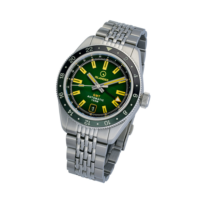 Islander Port Jefferson GMT Skin Diver Automatic Watch with Green Dial #ISL-247