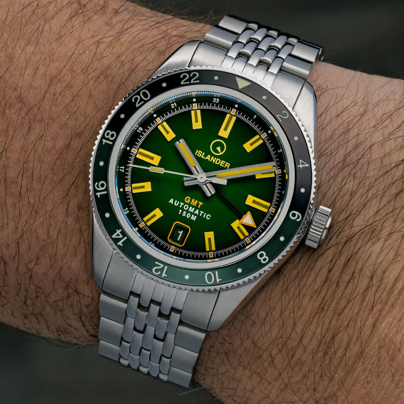 Islander Port Jefferson GMT Skin Diver Automatic Watch with Green Dial #ISL-247