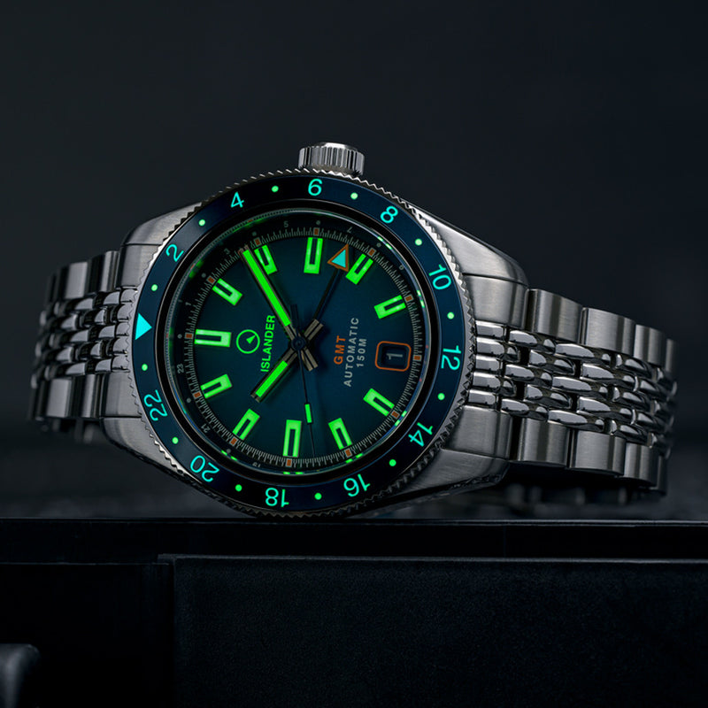 Islander Port Jefferson GMT Skin Diver Automatic Watch with Blue Dial #ISL-248