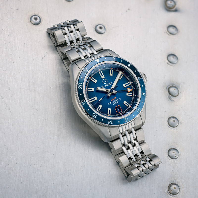 Islander Port Jefferson GMT Skin Diver Automatic Watch with Blue Dial #ISL-248