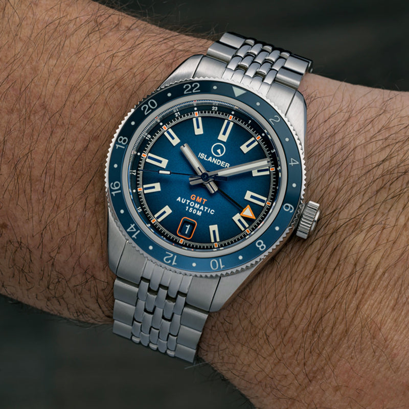 Islander Port Jefferson GMT Skin Diver Automatic Watch with Blue Dial #ISL-248