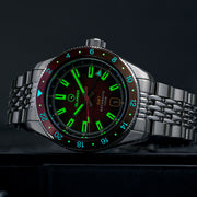 Islander Port Jefferson GMT Skin Diver Automatic Watch with Maroon Dial #ISL-249
