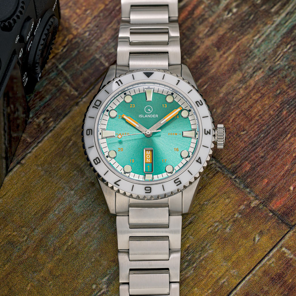 Islander Greenport 39mm Dive Watch with Sunburst Green Dial #ISL