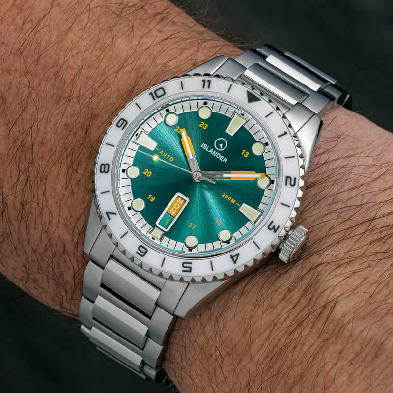 Islander Greenport 39mm Dive Watch with Sunburst Green Dial #ISL-251