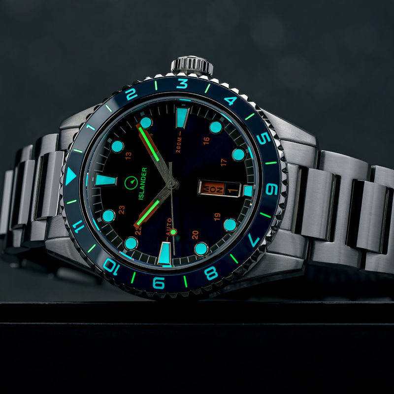 Islander Greenport 39mm Dive Watch with Sunburst Blue Dial #ISL-252