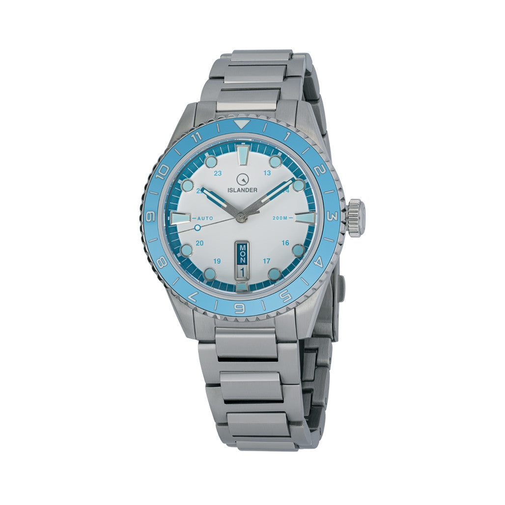 Islander Greenport 39mm Dive Watch with White Dial and Blue