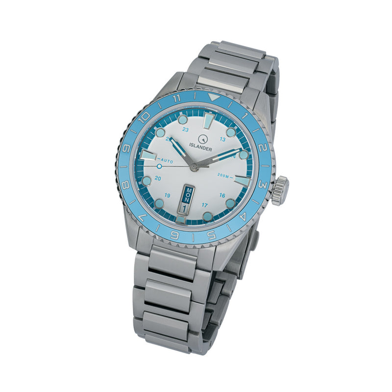 Islander Greenport 39mm Dive Watch with White Dial and Blue Accents #ISL-253