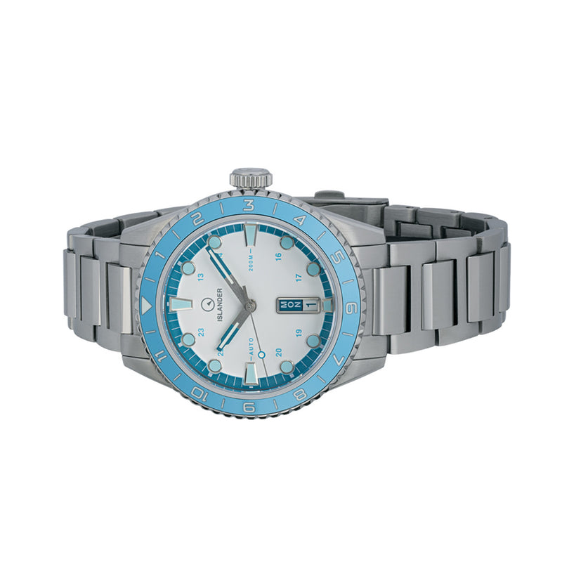 Islander Greenport 39mm Dive Watch with White Dial and Blue Accents #ISL-253