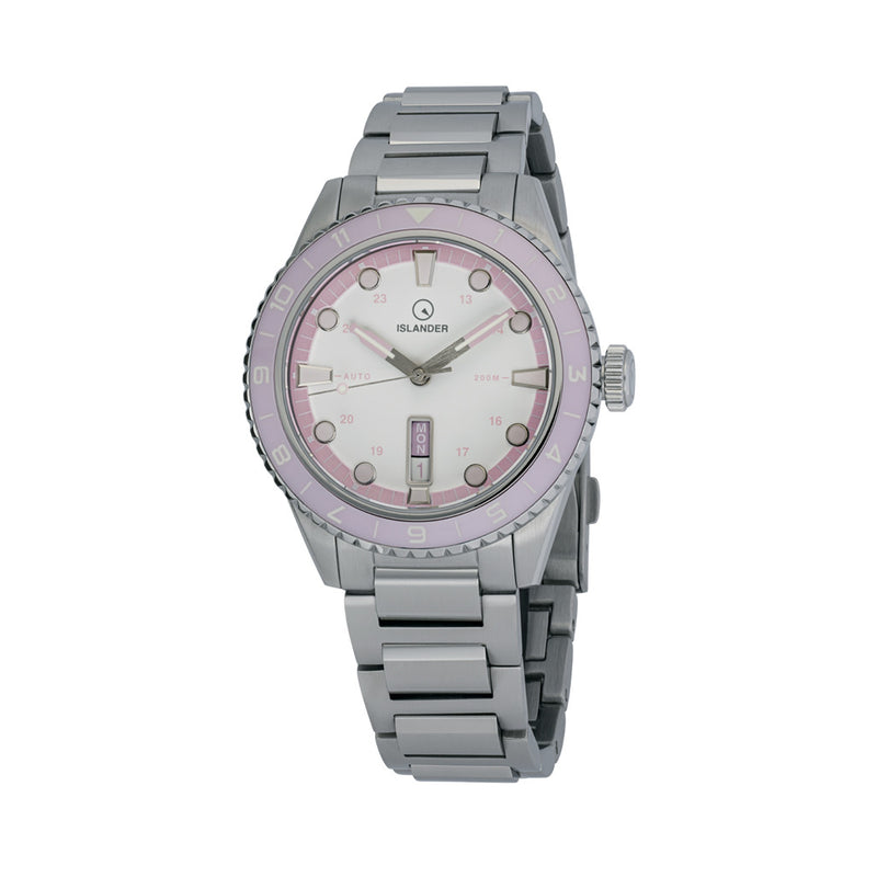 Islander Greenport 39mm Dive Watch with White Dial and Pink Accents #ISL-254