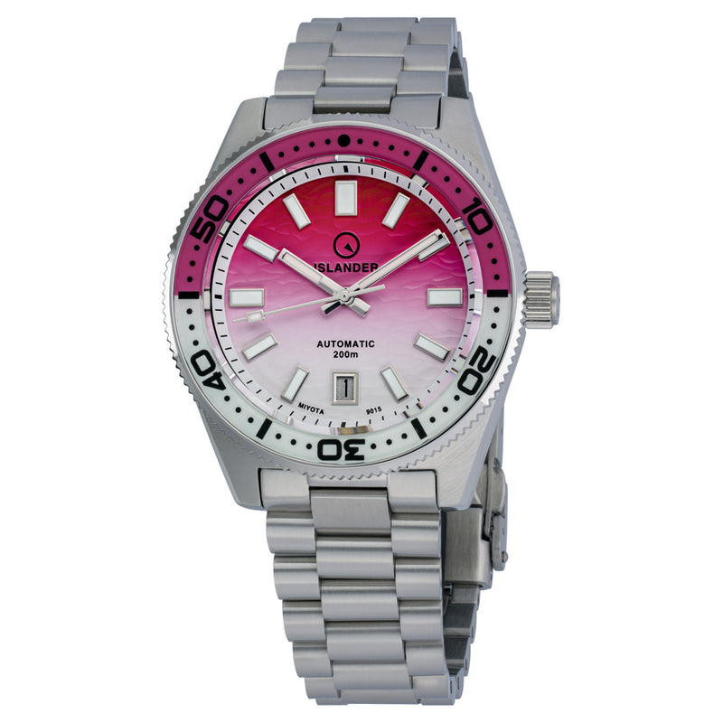 Islander Northport Automatic Dive Watch with Pink and White Ripple Dial #ISL-258