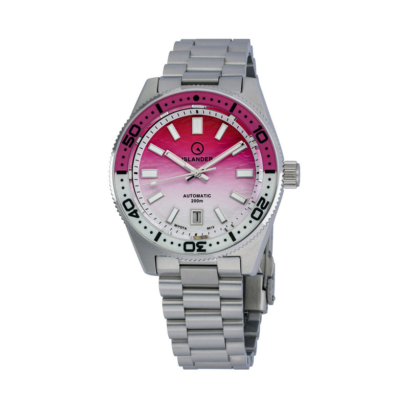 Islander Northport Automatic Dive Watch with Pink and White Ripple Dial #ISL-258