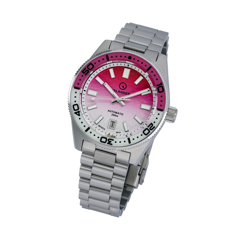 Islander Northport Automatic Dive Watch with Pink and White Ripple Dial #ISL-258