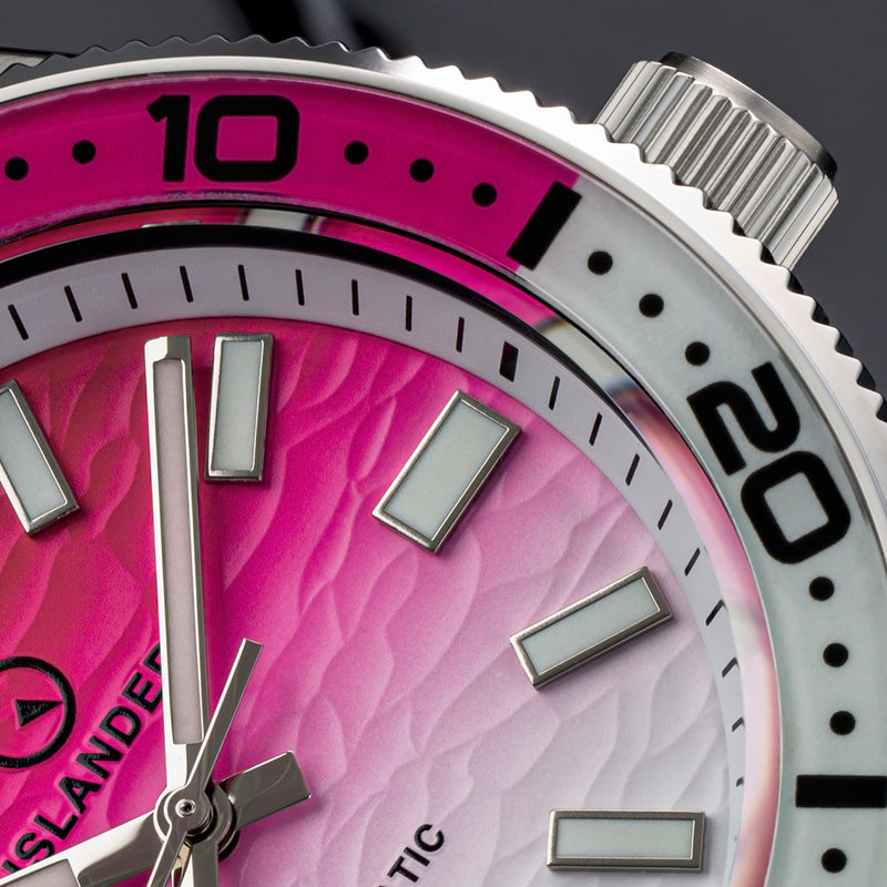 Islander Northport Automatic Dive Watch with Pink and White Ripple Dial #ISL-258