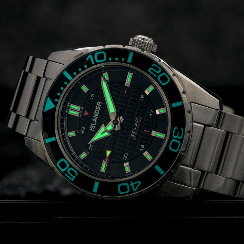 Islander Saltaire 38mm Solar Dive Watch with Ink Black Dial #ISL-278
