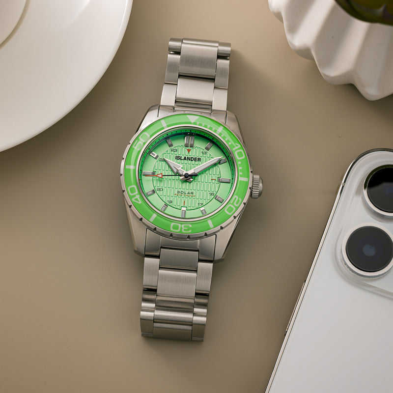 Islander Saltaire 38mm Solar Dive Watch with Mint Green Dial #ISL-280