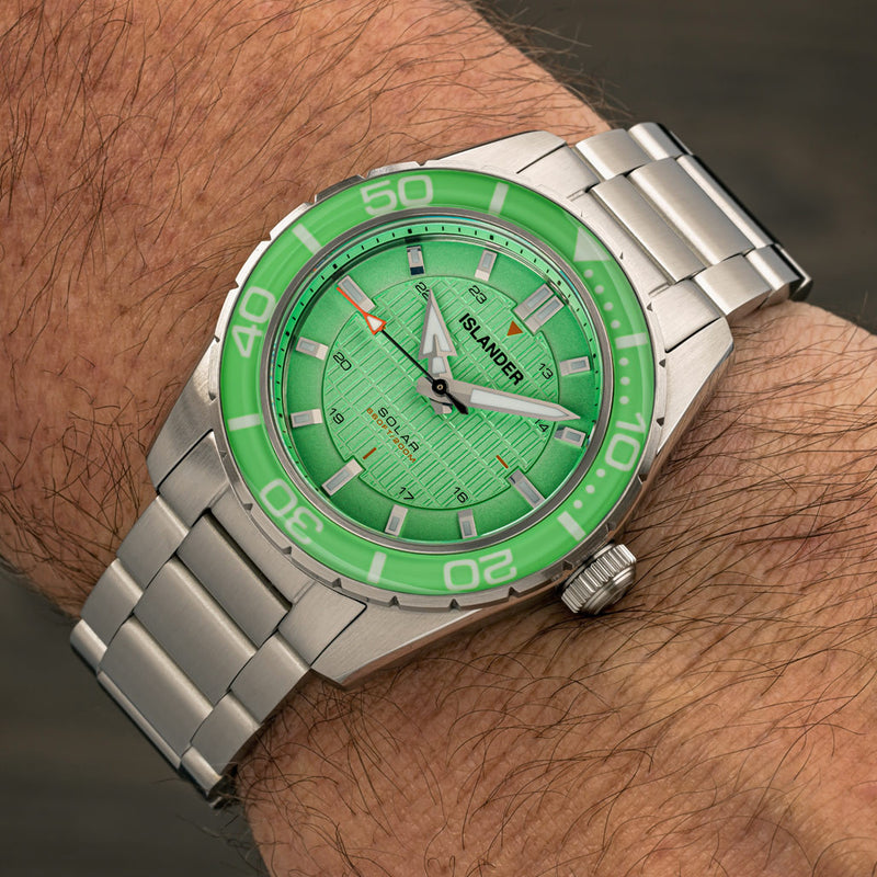 Islander Saltaire 38mm Solar Dive Watch with Mint Green Dial #ISL-280