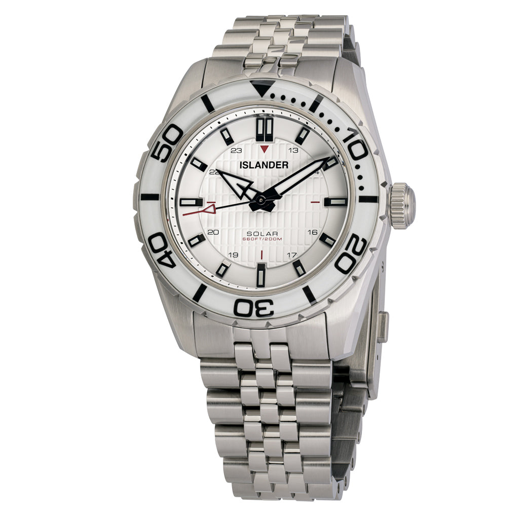 Islander Saltaire 38mm Solar Dive Watch with Pure White Dial #ISL