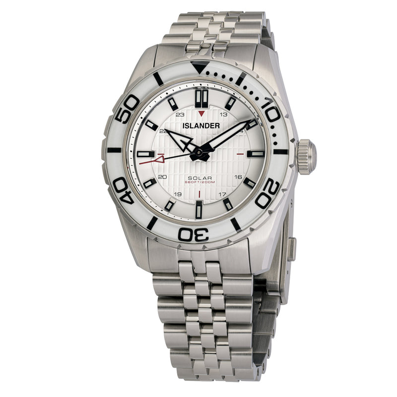 Islander Saltaire 38mm Solar Dive Watch with Pure White Dial #ISL-281