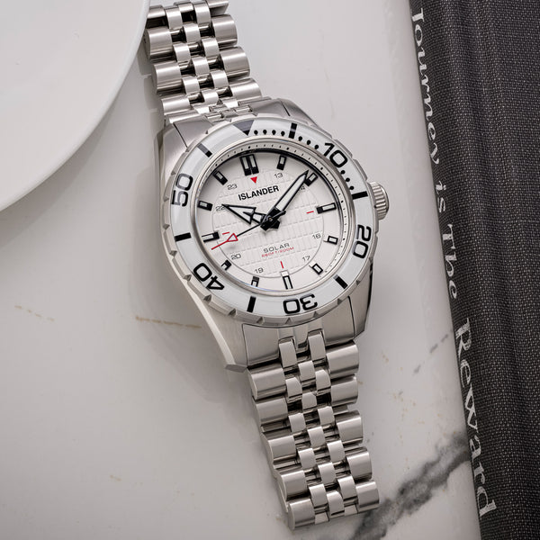 Islander Saltaire 38mm Solar Dive Watch with Pure White Dial #ISL-281