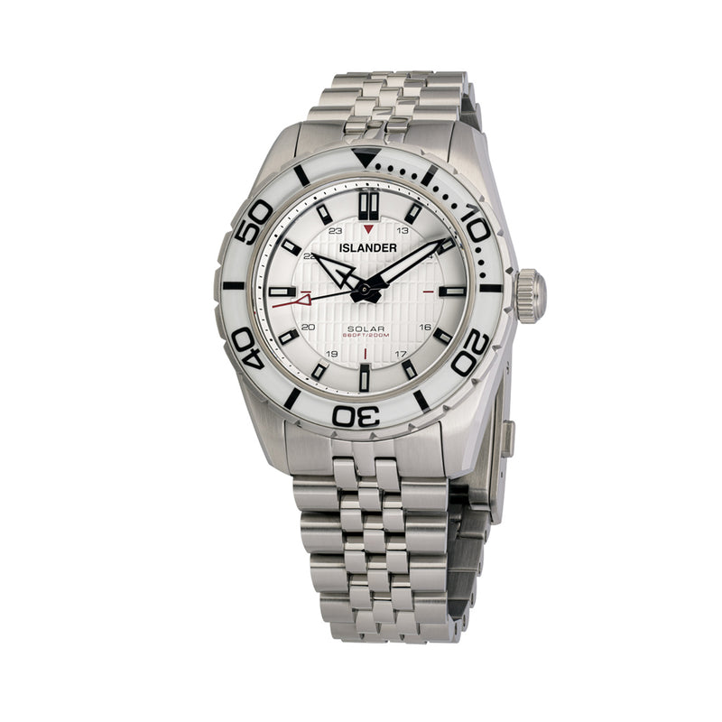 Islander Saltaire 38mm Solar Dive Watch with Pure White Dial #ISL-281