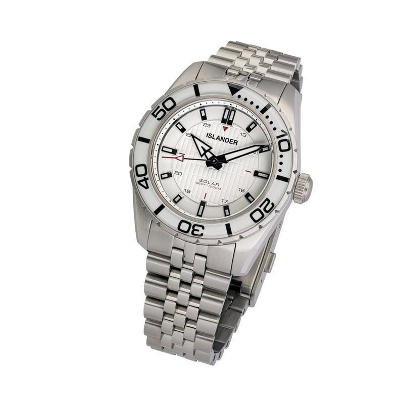 Islander Saltaire 38mm Solar Dive Watch with Pure White Dial #ISL-281