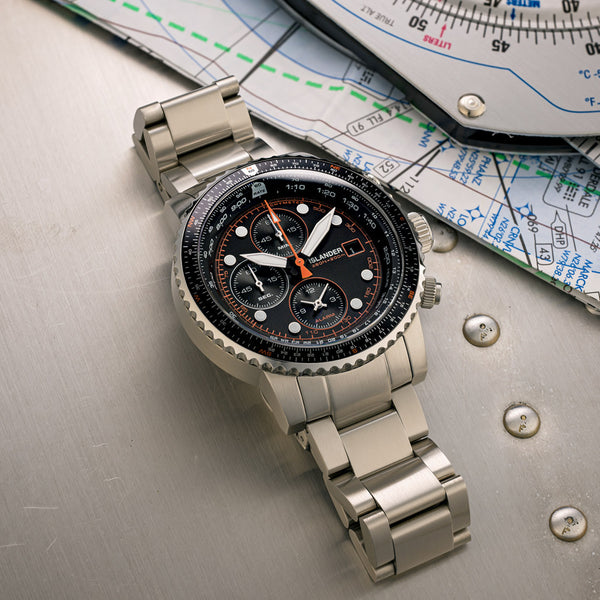 Islander Calverton Flight Chronograph Alarm Watch with Black Dial #ISL-282