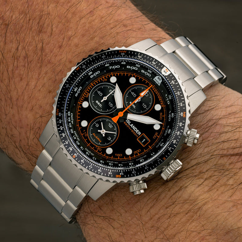Islander Calverton Flight Chronograph Alarm Watch with Black Dial #ISL-282