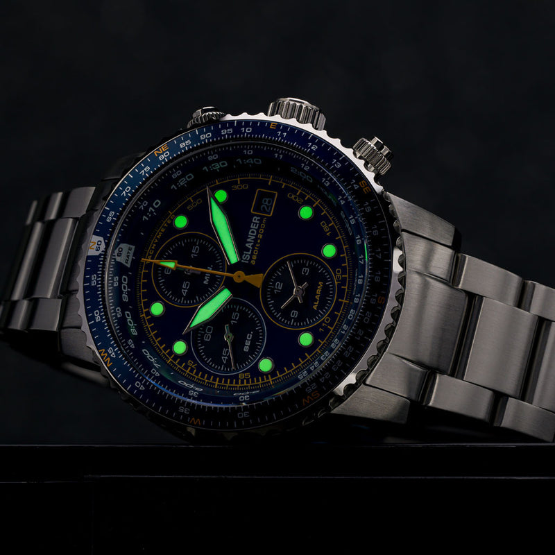 Islander Calverton Flight Chronograph Alarm Watch with Blue Dial #ISL-283