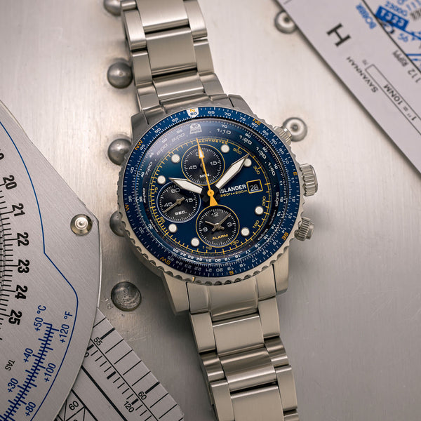 Islander Calverton Flight Chronograph Alarm Watch with Blue Dial #ISL-283