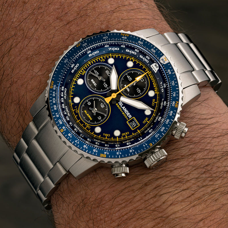 Islander Calverton Flight Chronograph Alarm Watch with Blue Dial #ISL-283