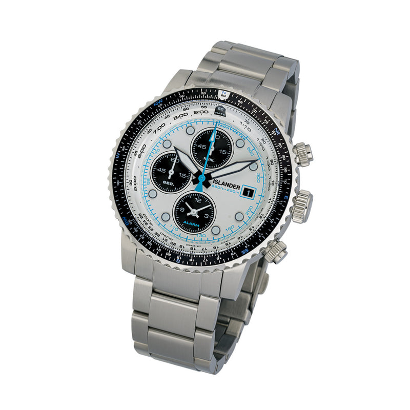 Islander Calverton Flight Chronograph Alarm Watch with White Dial #ISL-284