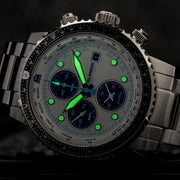 Islander Calverton Flight Chronograph Alarm Watch with White Dial #ISL-284