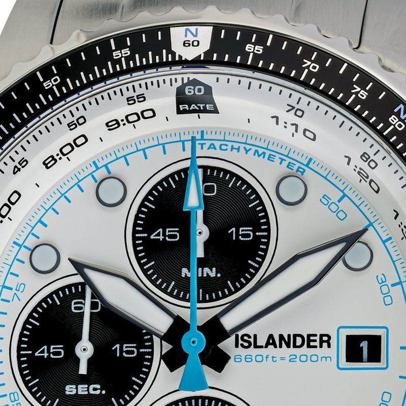Islander Calverton Flight Chronograph Alarm Watch with White Dial #ISL-284