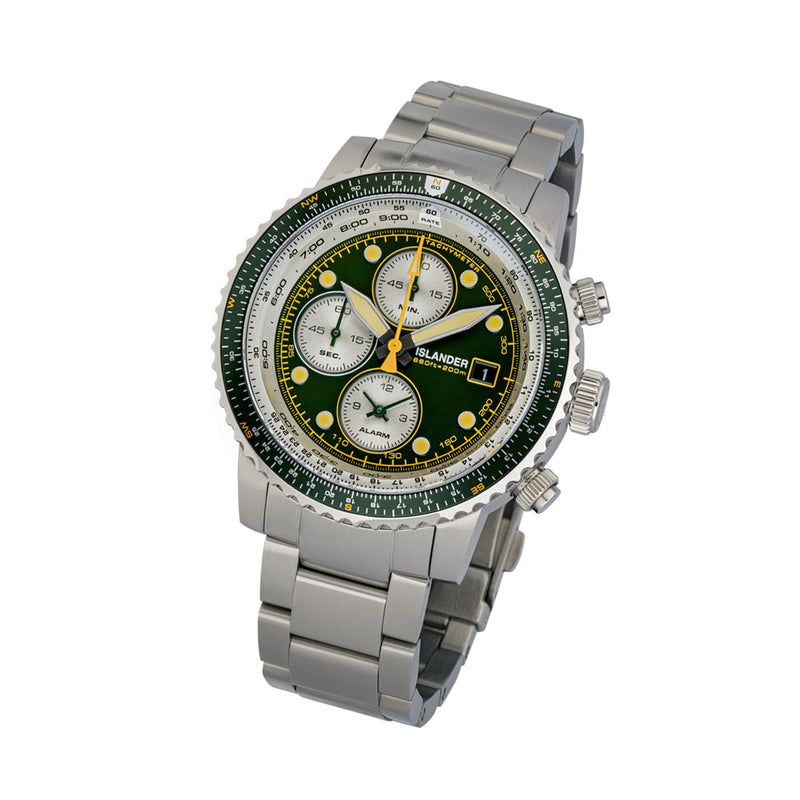 Islander Calverton Flight Chronograph Alarm Watch with Green Dial #ISL-285