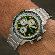 Islander Calverton Flight Chronograph Alarm Watch with Green Dial #ISL-285