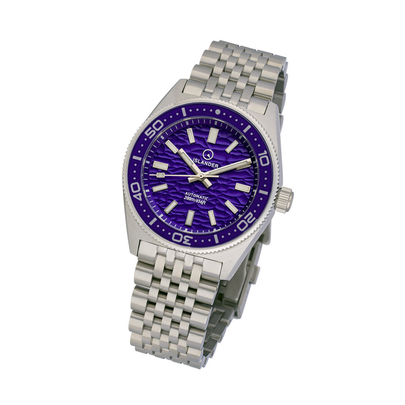Islander Northport 37mm Automatic Watch with Purple Ripple Dial #ISL-291