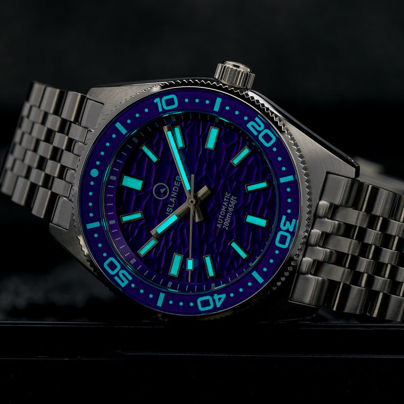 Islander Northport 37mm Automatic Watch with Purple Ripple Dial #ISL-291