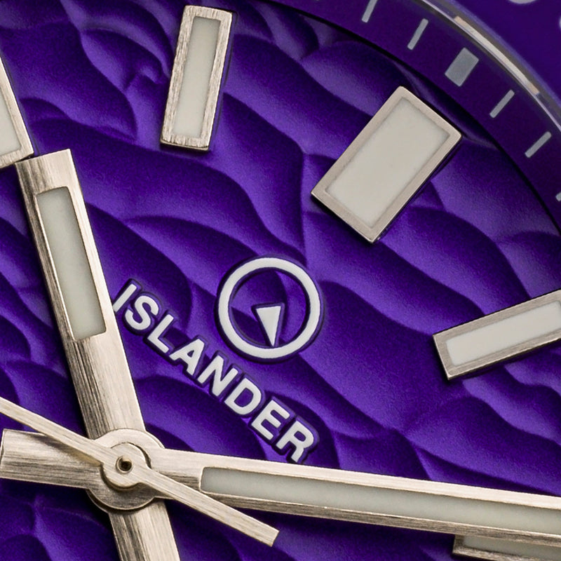 Islander Northport 37mm Automatic Watch with Purple Ripple Dial #ISL-291