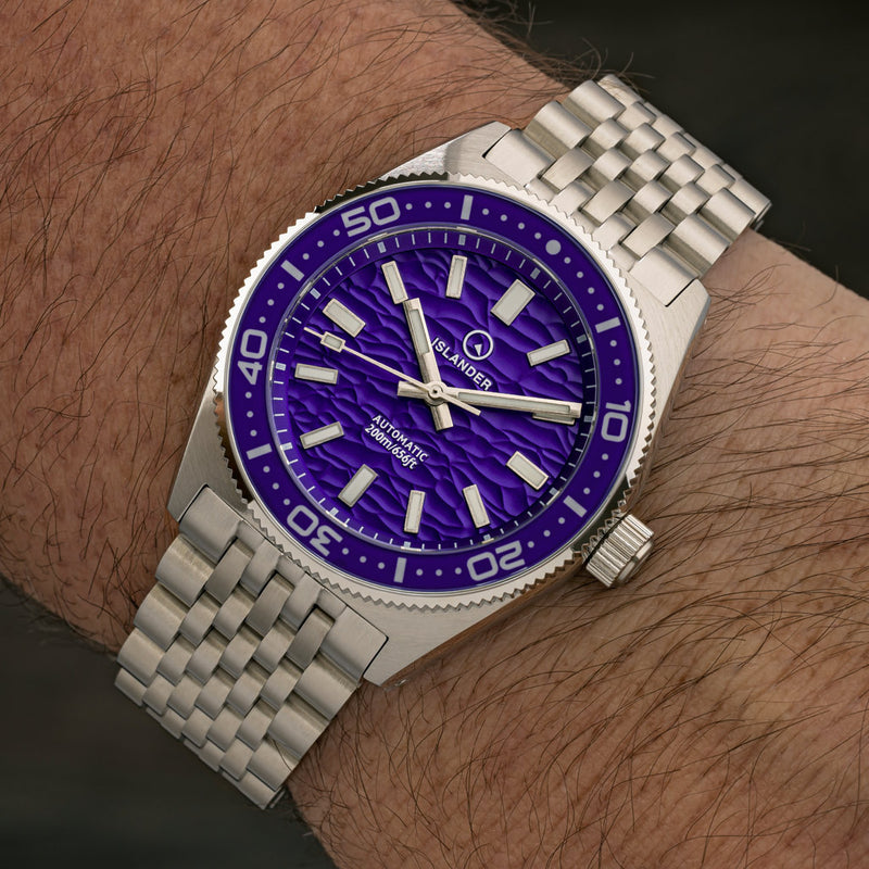 Islander Northport 37mm Automatic Watch with Purple Ripple Dial #ISL-291