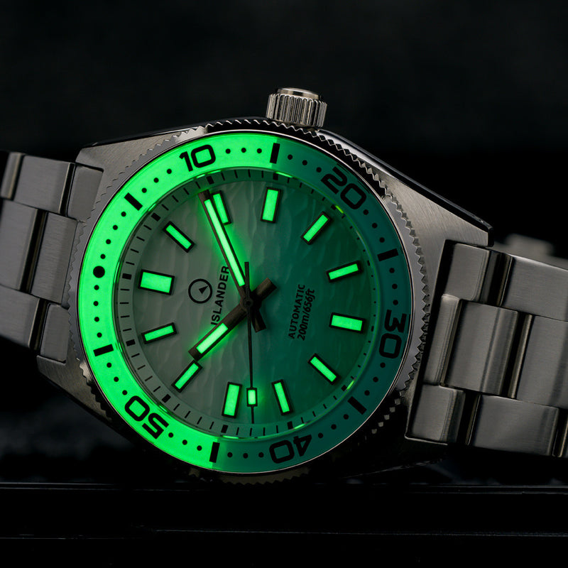 Islander Northport 37mm Automatic Watch with Seafoam Green and White Ripple Dial #ISL-292