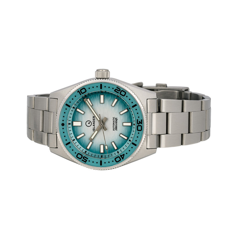 Islander Northport 37mm Automatic Watch with White and Ocean Blue Ripple Fume Dial #ISL-293