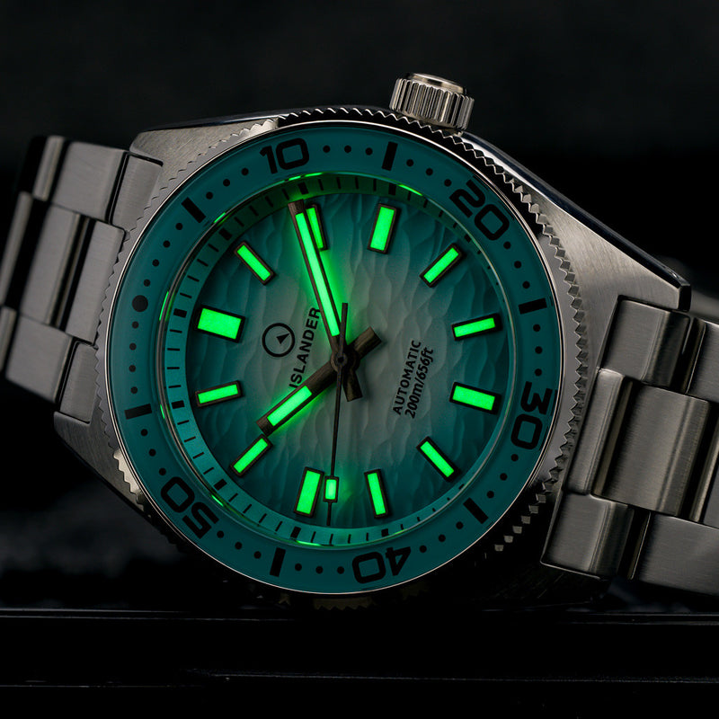 Islander Northport 37mm Automatic Watch with White and Ocean Blue Ripple Fume Dial #ISL-293