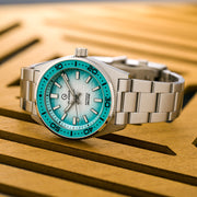 Islander Northport 37mm Automatic Watch with White and Ocean Blue Ripple Fume Dial #ISL-293