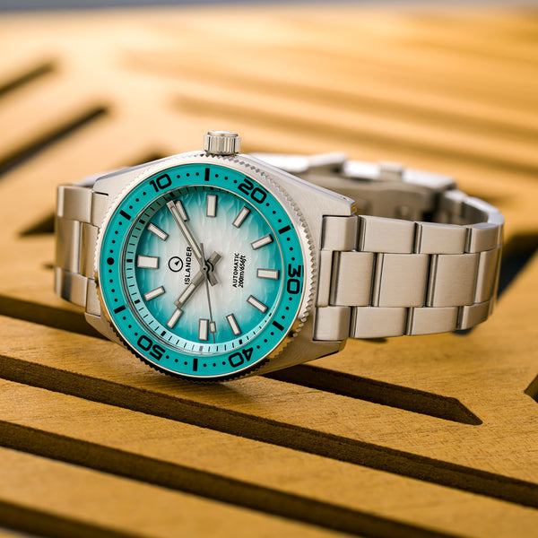 Islander Northport 37mm Automatic Watch with White and Ocean Blue Ripple Fume Dial #ISL-293